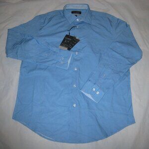 Report Collection Men 360 Movement X4 Stretch Slim Fit Dress Shirt Blue Sz L